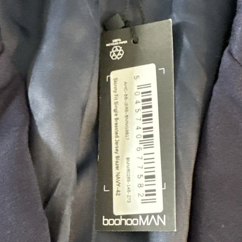 Boohoo Man Single Breasted Blazer Suit Jacket Mens Size 42 Skinny Fit Navy #770